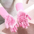 Magic Silicone Dishwashing Gloves with Scrubber Bristles