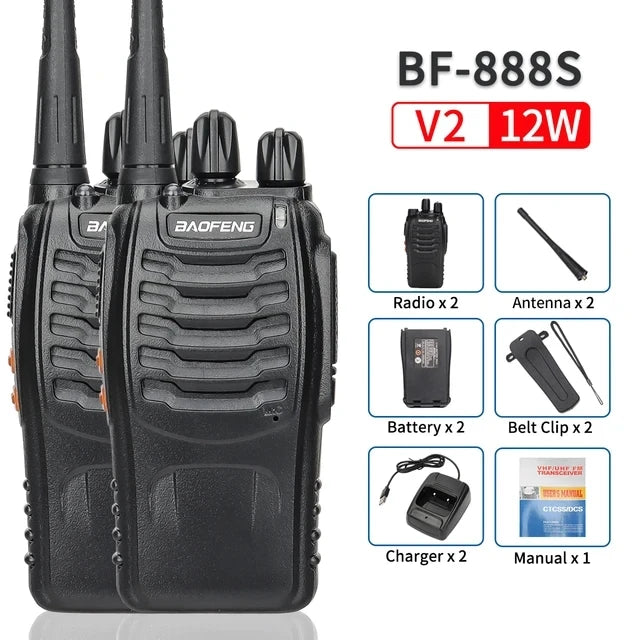 Baofeng BF-888S V2 Walkie Talkie – Pair (12W, 1500mAh)