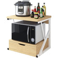 2-Tier Kitchen Microwave Organiser Stand with Drawer