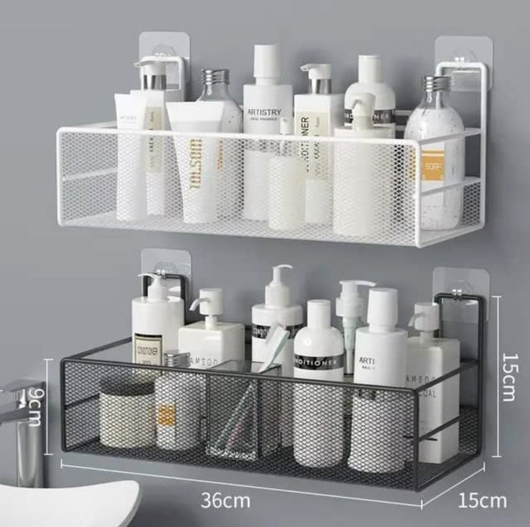 Wall-Mount Mesh Storage Shelf – No Drill (36cm)