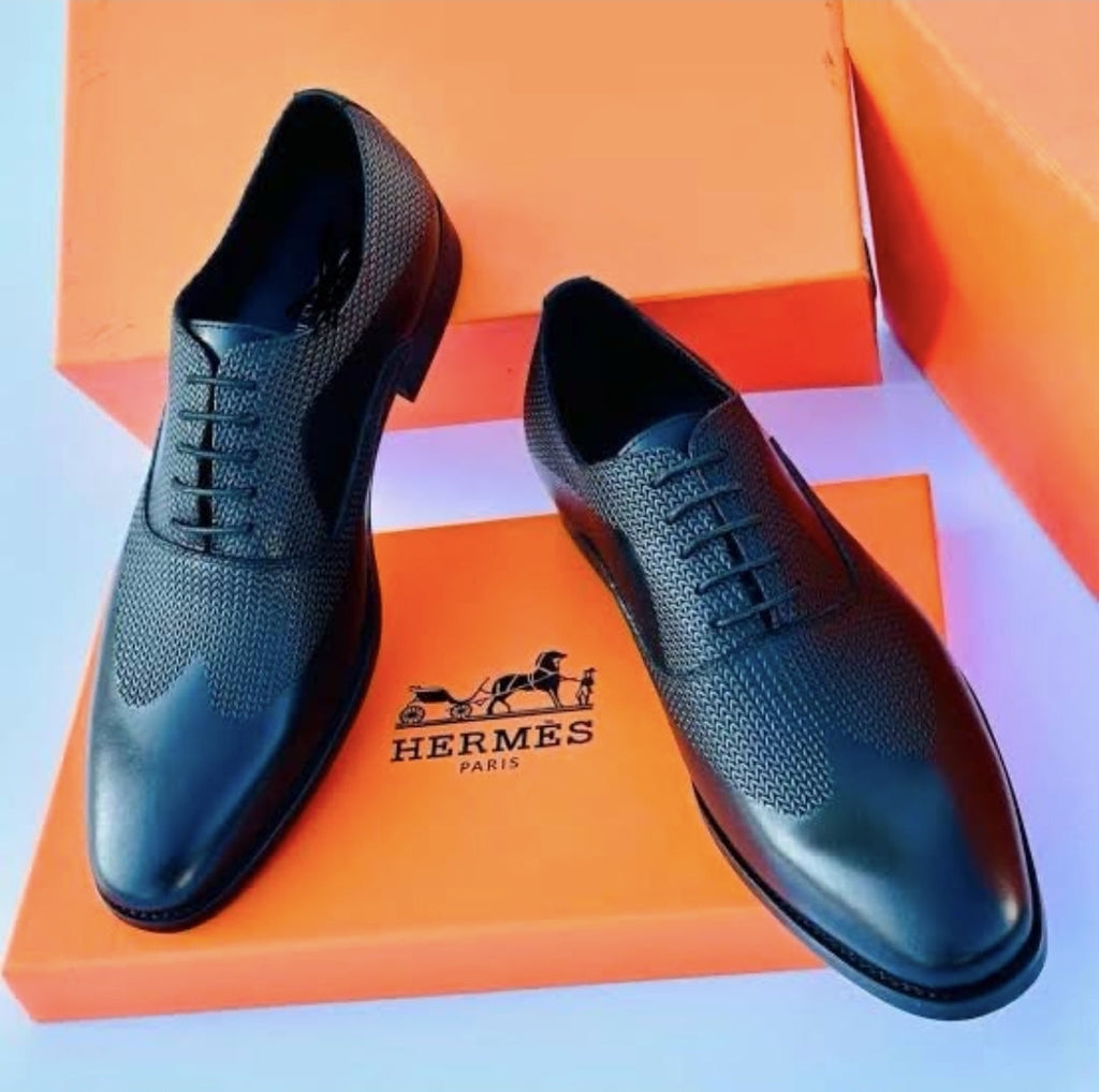 Black Woven Texture Oxford Dress Shoes