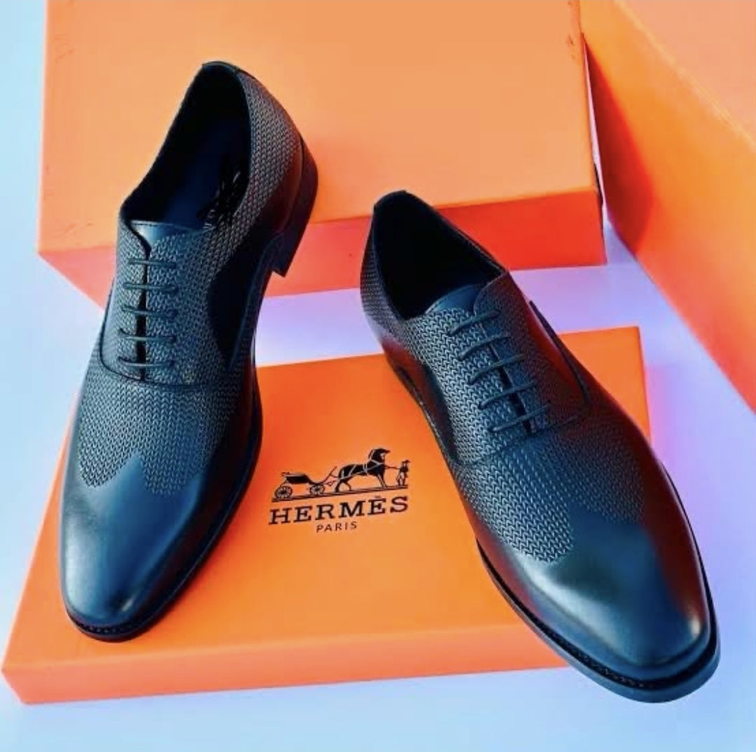 Black Woven Texture Oxford Dress Shoes