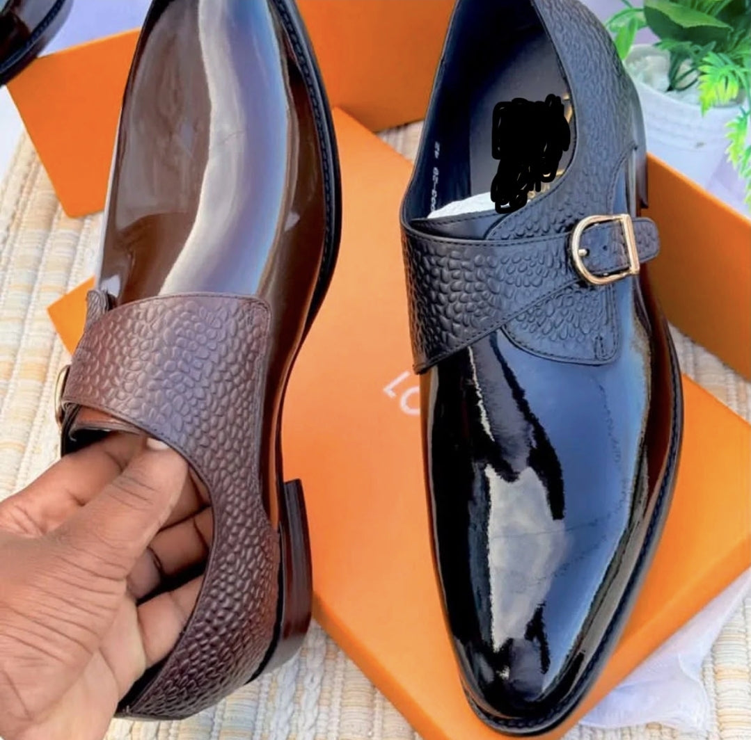Monk Strap Crocodile Texture Dress Shoes – Brown & Black