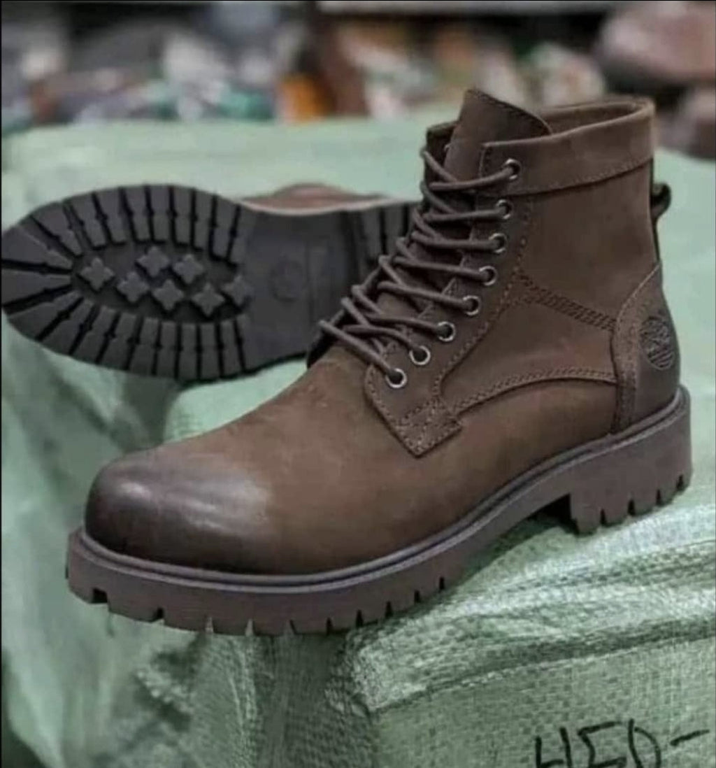 Dark Brown Leather Lace-Up Boot