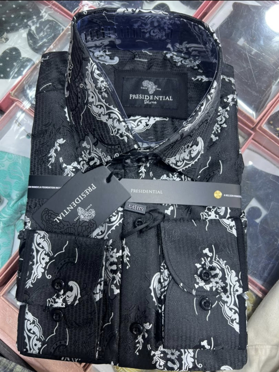 Presidential Men's Dress Shirt – Black Baroque