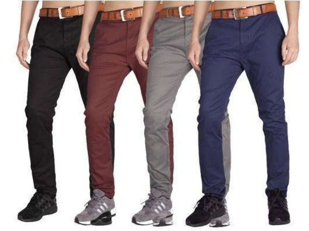 Men's Slim Chino Pants – Bundle of 4