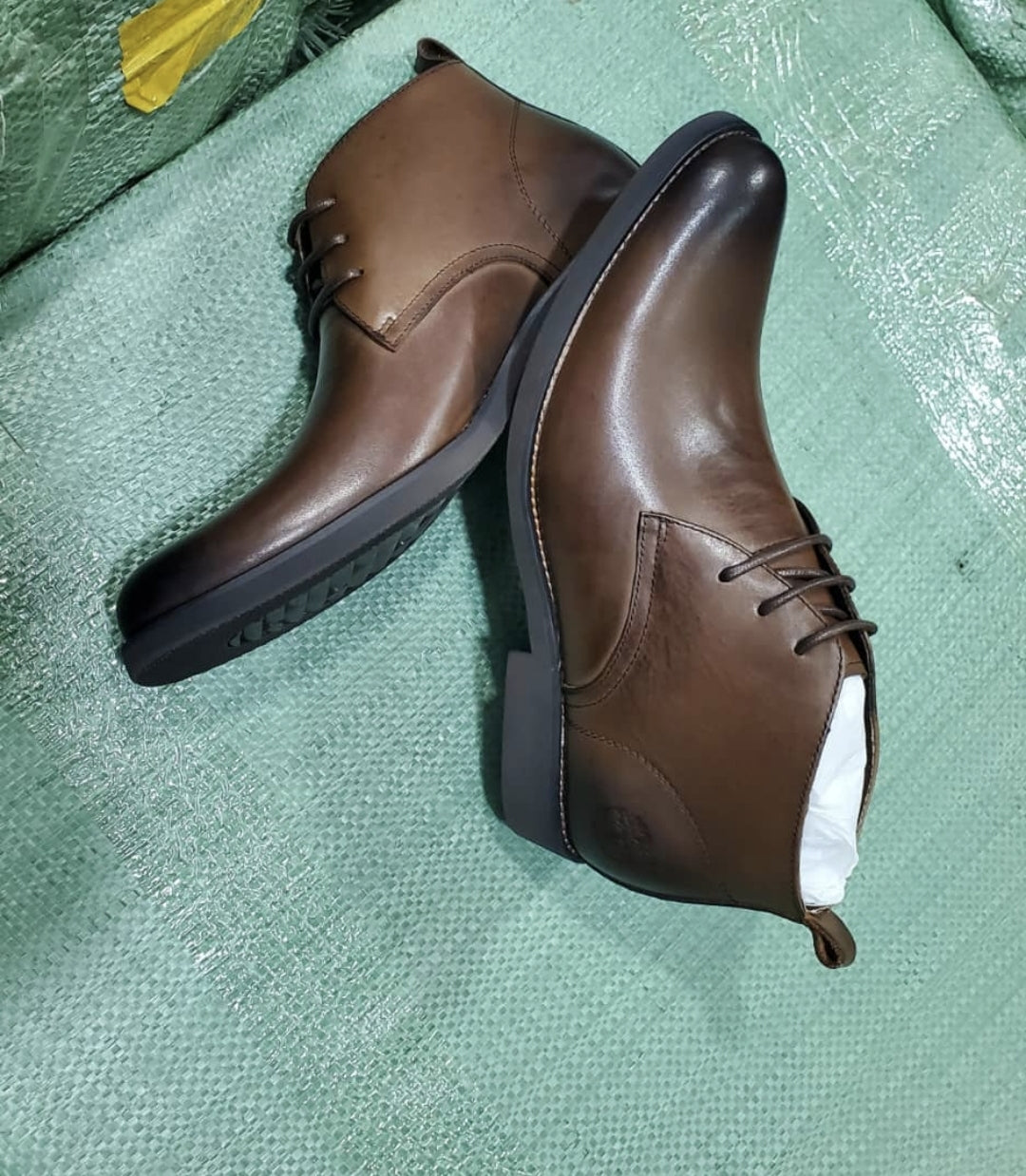 Brown Leather Lace-Up Chukka Ankle Boots