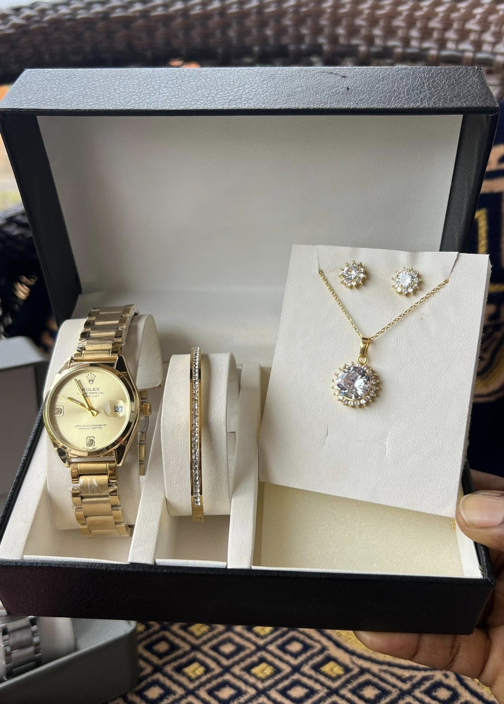 Gold Luxury Jewelry & Watch Gift Set