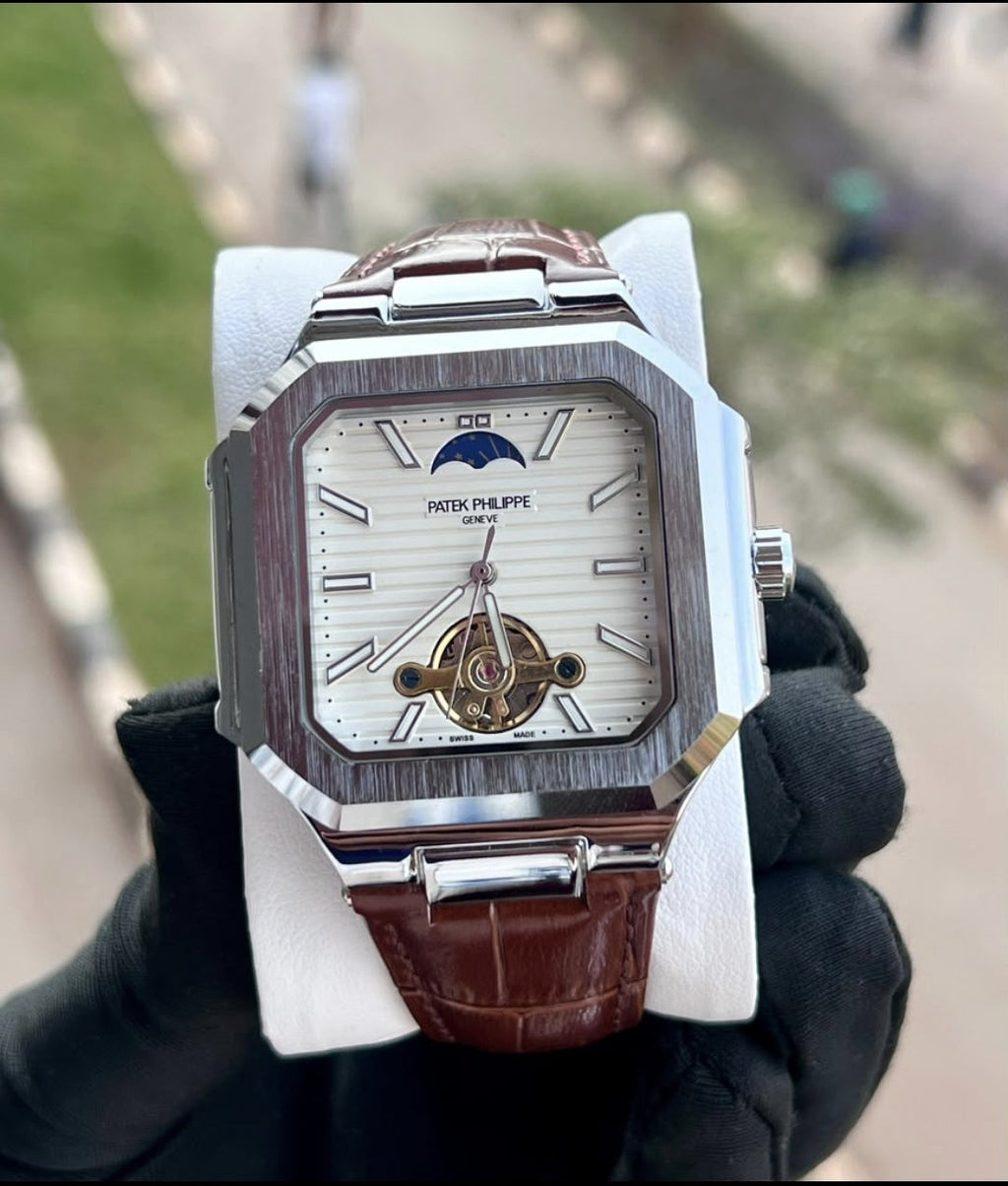 Patek Philippe Geneve Tourbillon Square Watch – Leather Strap