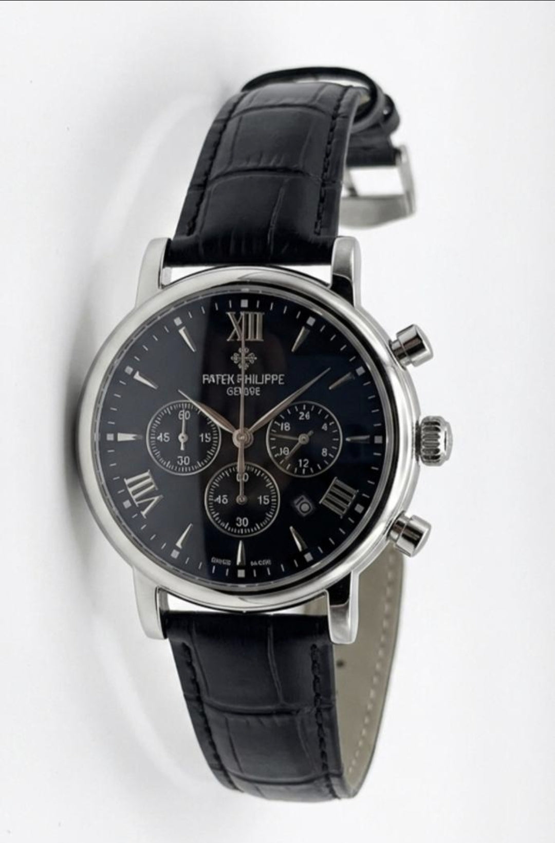 Patek Philippe Geneve Chronograph – Black Dial & Leather Strap