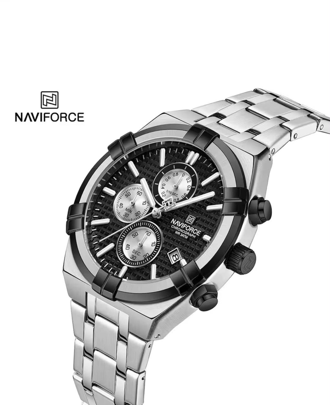Naviforce Chronograph Watch – Silver & Black