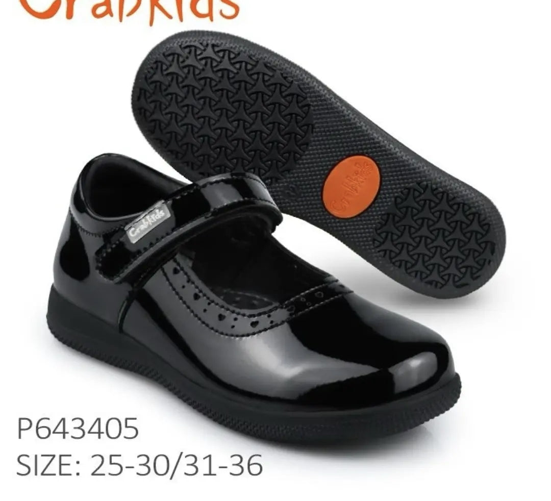 GrabKids Black Patent Mary Jane School Shoes - P643405