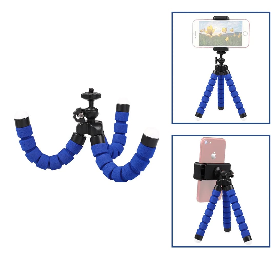 Flexible Mini Tripod with Phone Holder - Blue