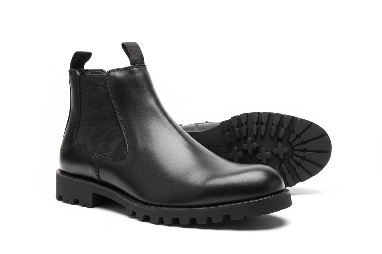 Black Leather Chelsea Boots