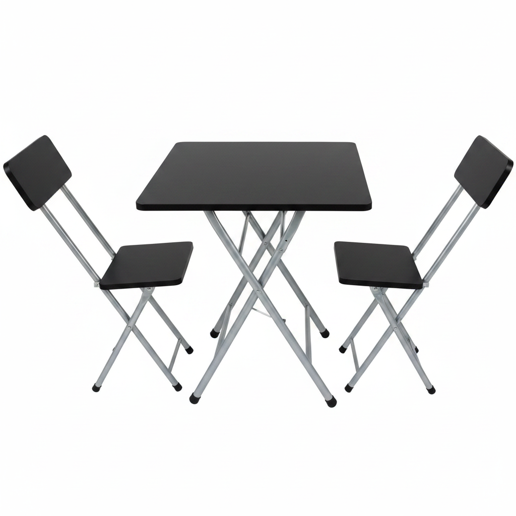 X-Shape Foldable Table Set with 2 Chairs