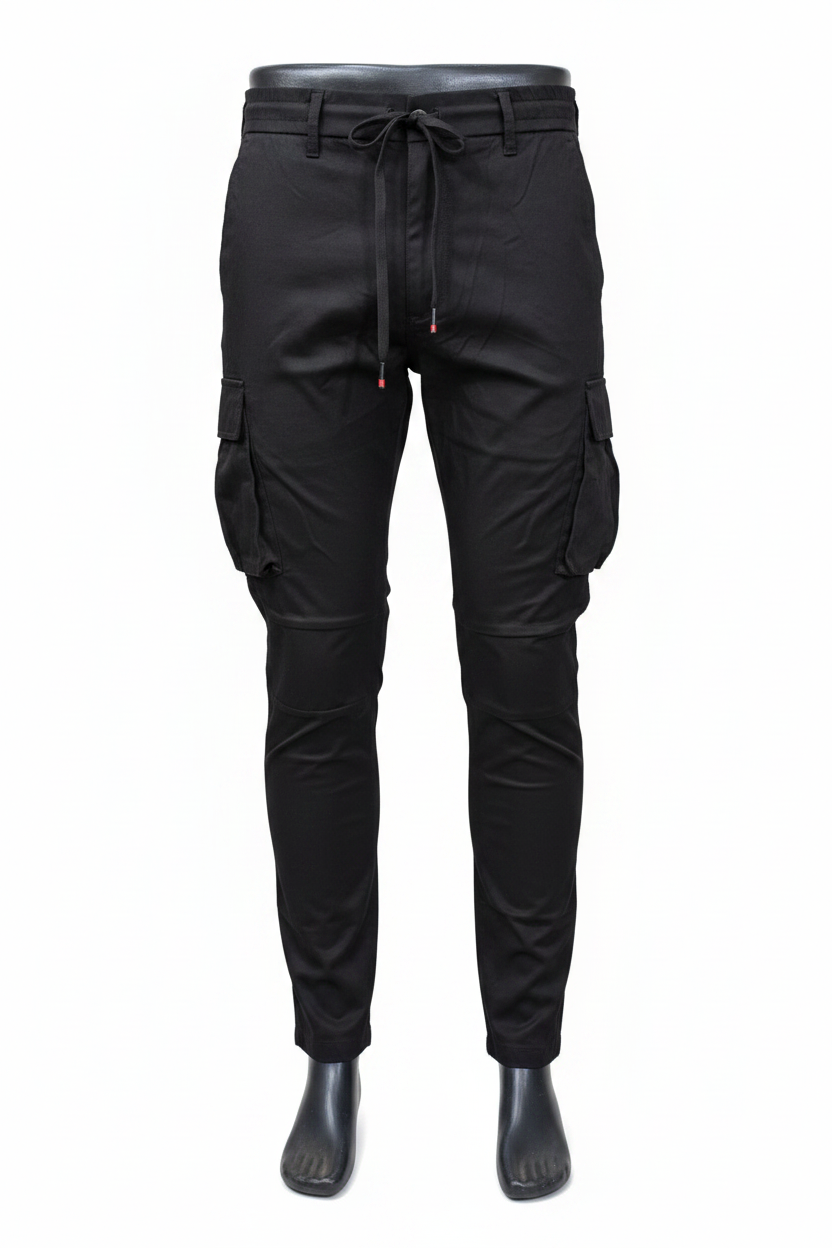 Men's Black Slim Cargo Pants
