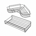 2pcs Wall Stick Organiser Set - Corner and Rectangular Wire Shelf on White Background