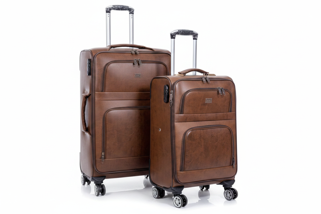 Brown Leather Luggage Set (3 Pieces)