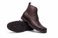Burgundy Pebbled Leather Lace-Up Boots