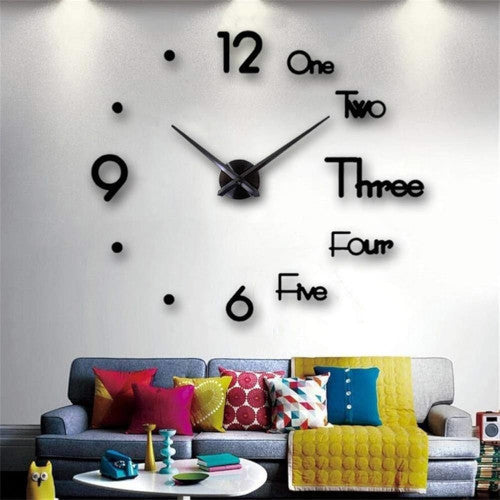 3D DIY Giant Wall Clock – Frameless Modern Design