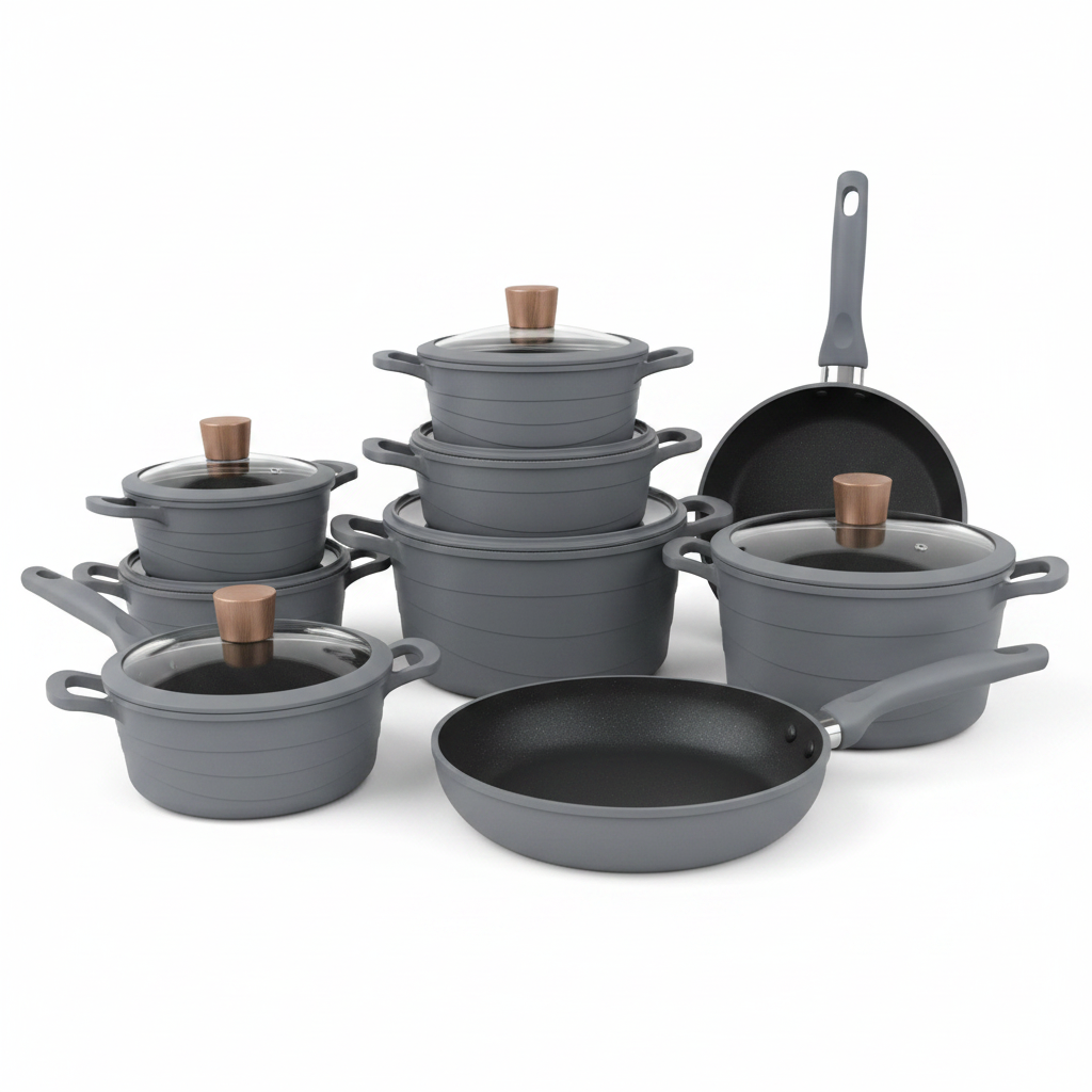 Grey Non-Stick Cookware Set