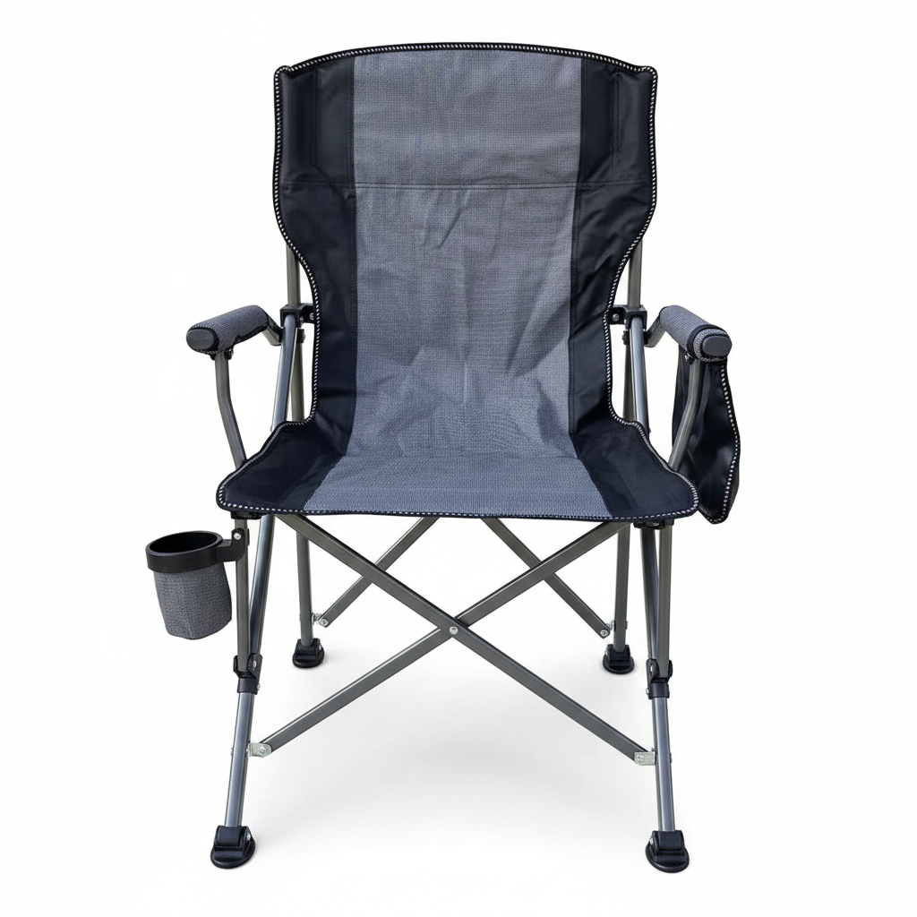 Heavy-Duty Folding Camping Chair with Cup Holder & Armrests