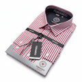 Ferrando Collection Red & White Striped Long Sleeve Dress Shirt