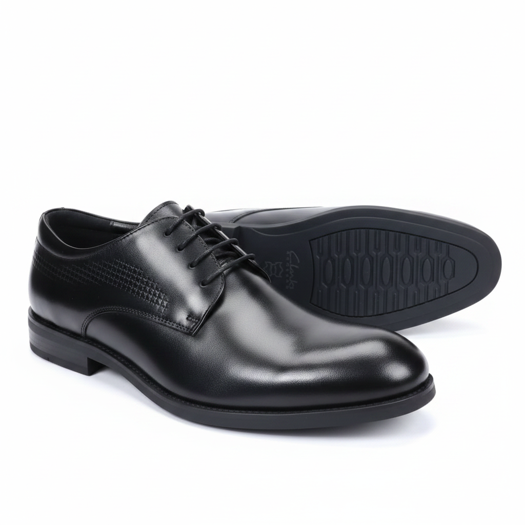 Black Leather Glossy Derby Shoes