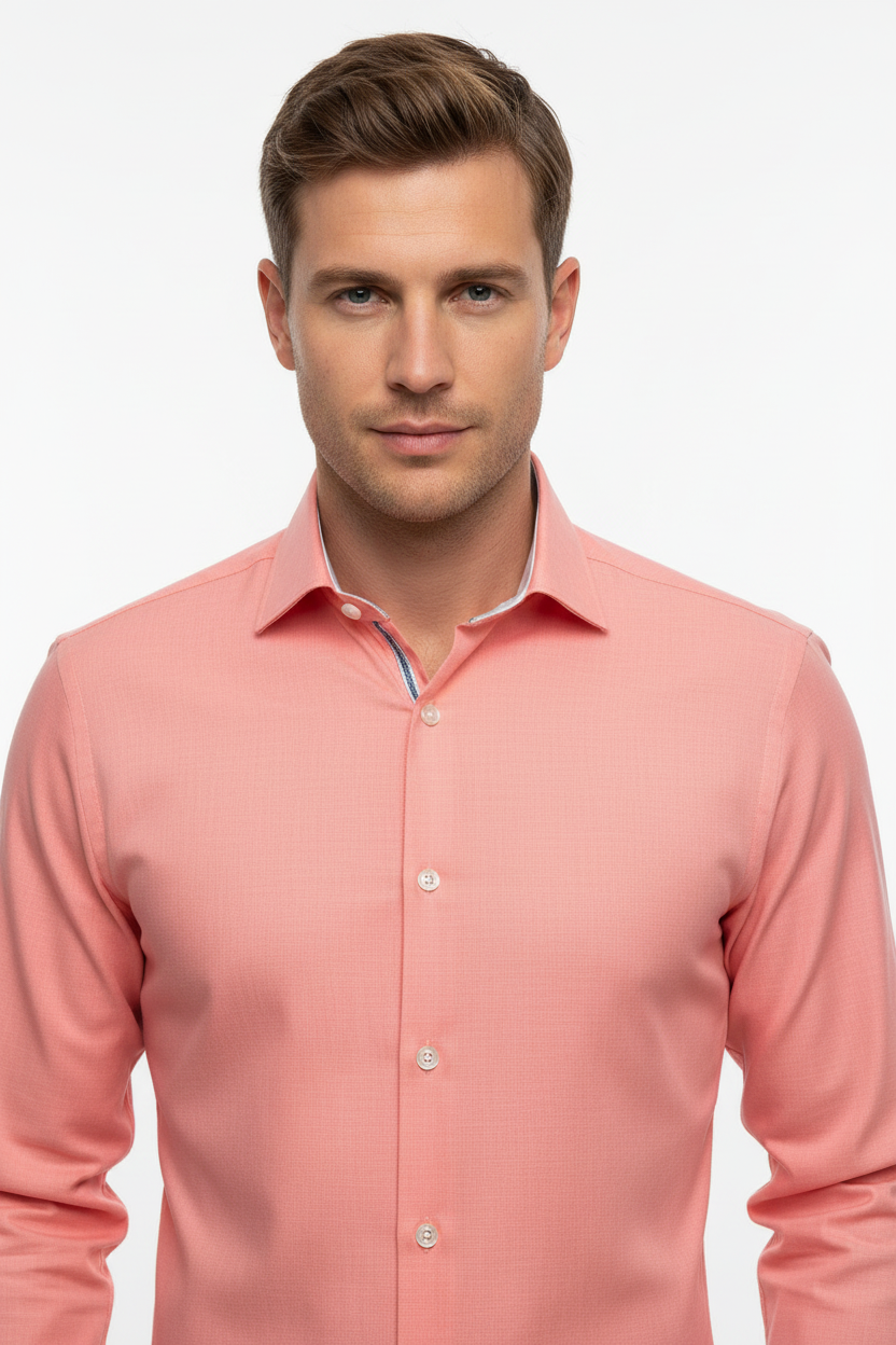 Men's Salmon Pink Formal Dress Shirt – Brezzo