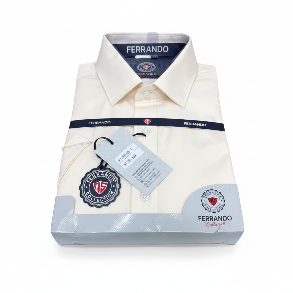 Ferrando Collection Men's Cream Short Sleeve Shirt