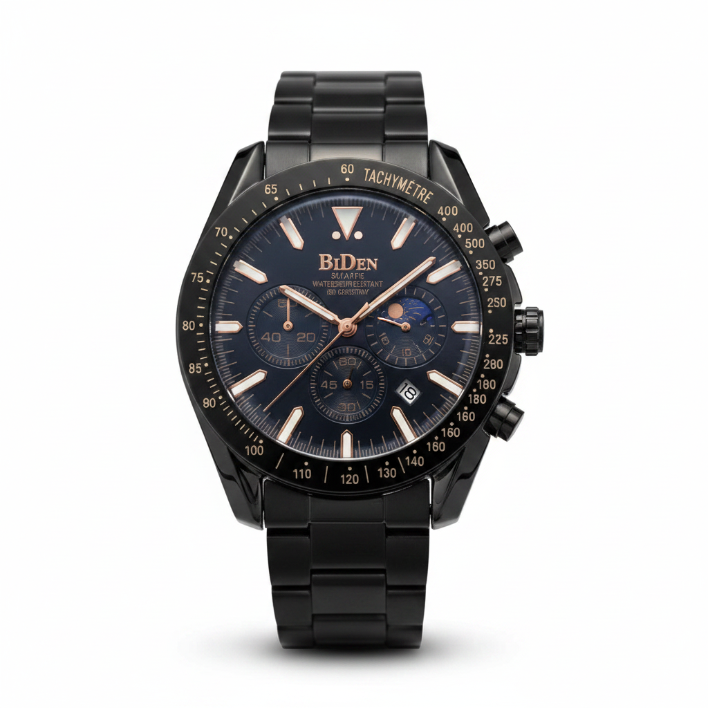 Biden Chronograph All-Black Rose Gold Watch