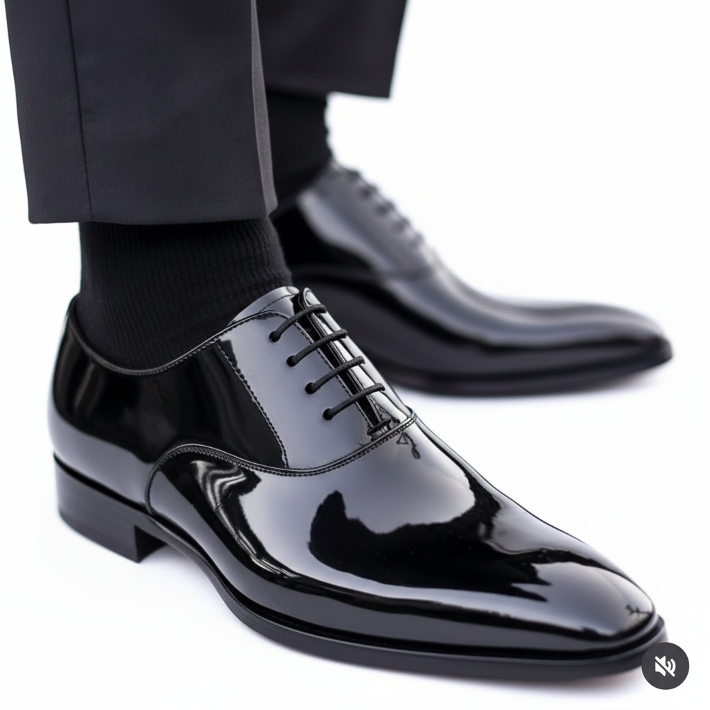 Black Patent Leather Whole-Cut Oxford Dress Shoes