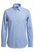 Men's Blue & White Stripe Formal Dress Shirt – Brezzo