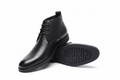 Black Pebbled Leather Lace-Up Pointed Toe Chukka Boots