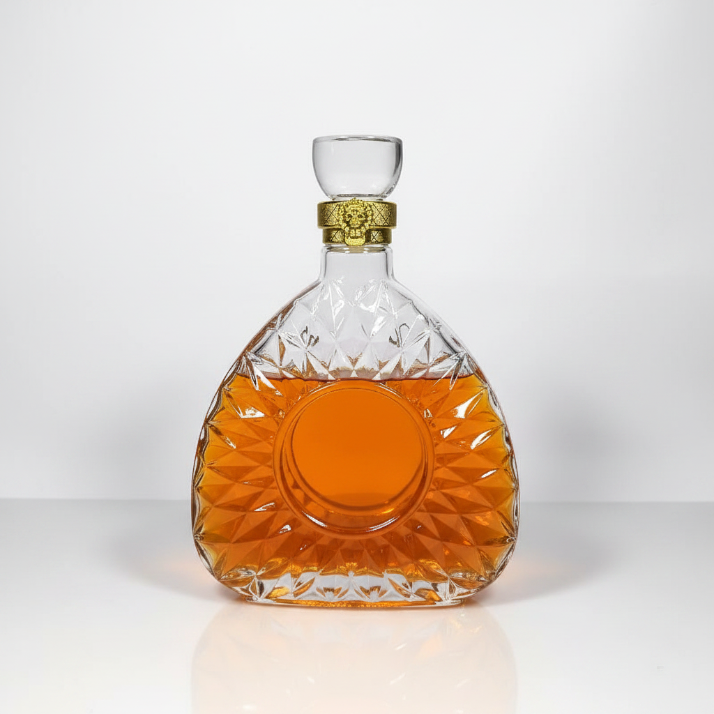 Luxury Crystal Glass Whiskey Decanter with Gold Collar