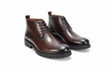Dark Brown Burnished Leather Lace-Up Chukka Boots with Lug Sole