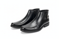 Black Leather Buckle Zip Ankle Boots