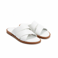Zara White Leather Crossband Slide Sandals