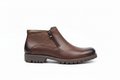 Brown Leather Zip Ankle Boots