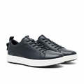 Navy Blue Pebbled Leather Low-Top Sneaker