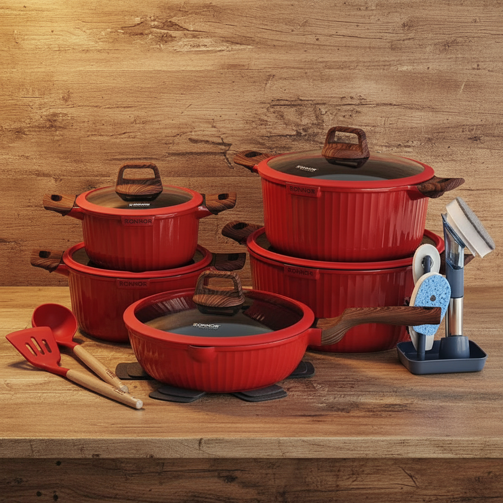 RONNOR Premium Non-Stick Cookware Set with Utensils