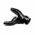 Black High-Gloss Oxford Cap-Toe Dress Shoes