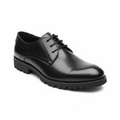 Men's Black Leather Lace-Up Oxford Shoe with Lug Sole