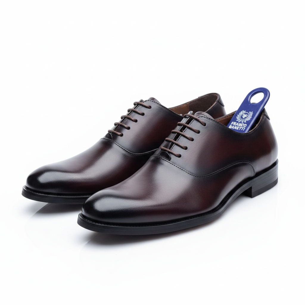 Franco Banetti Men's Dark Burgundy Wholecut Oxford
