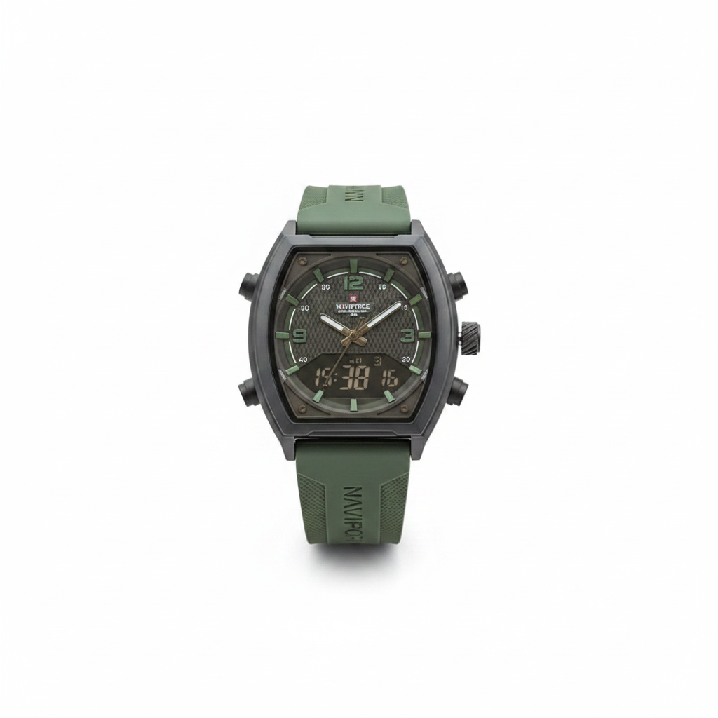Naviforce Analog-Digital Sport Watch - Olive Green