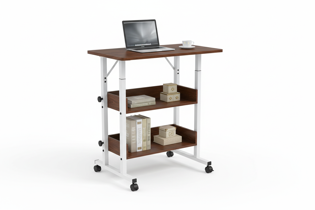 Adjustable Mobile Laptop Desk with Shelves