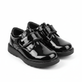 Crabkids Black Patent Velcro School Shoes