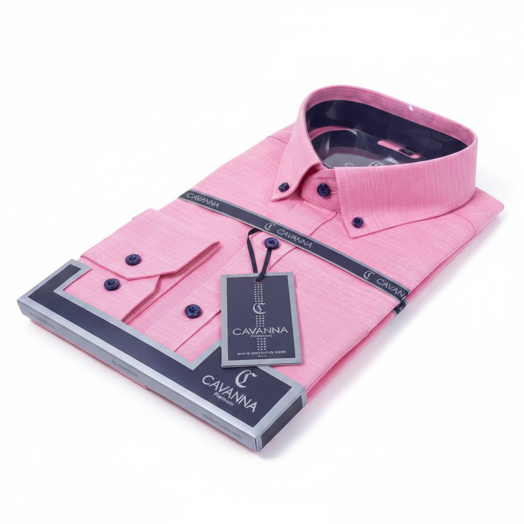 Cavanna Premium Pink Long Sleeve Button-Down Shirt