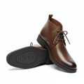 Brown Leather Lace-Up Chukka Ankle Boots