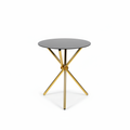 Round Black Glass Top Side Table with Gold Legs